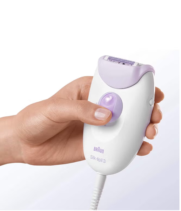 Braun Silk epil 3Epilator Smartlight Technology and Massage Rollers, Corded Epilator, 2 Speed 
