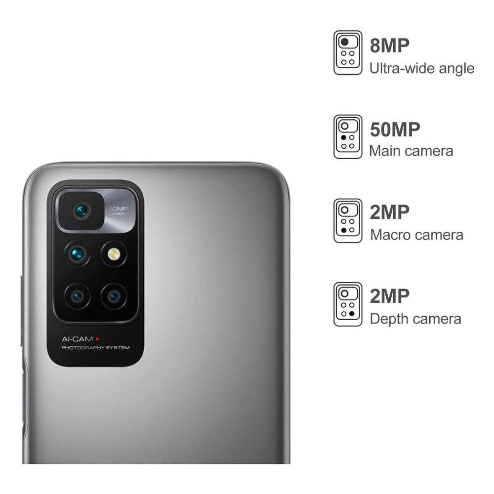 Xiaomi Redmi 10 Dual SIM, 6.53-Inch FHD Display, 64GB Storage, 4GB RAM, 4G LTE | Carbon Gray