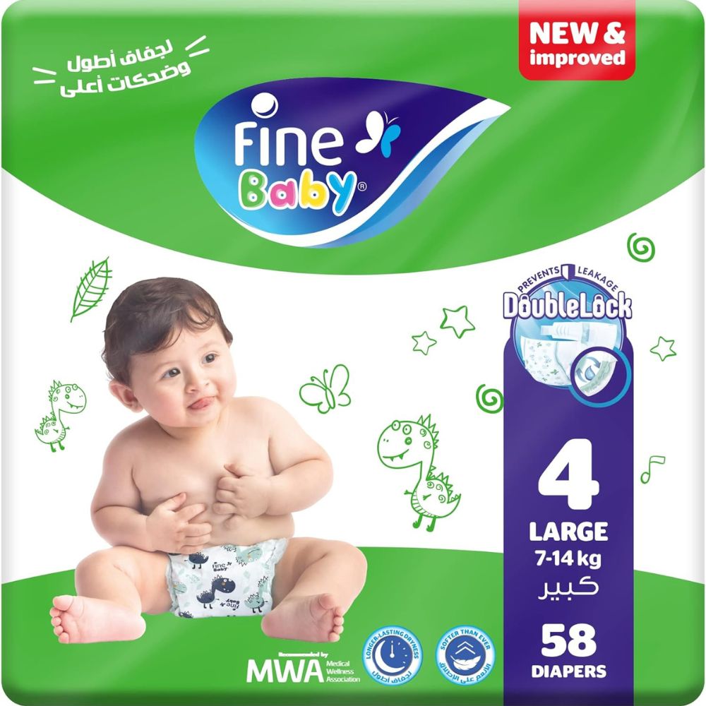 Fine Baby Diapers Size 4 Large 58 Diapers